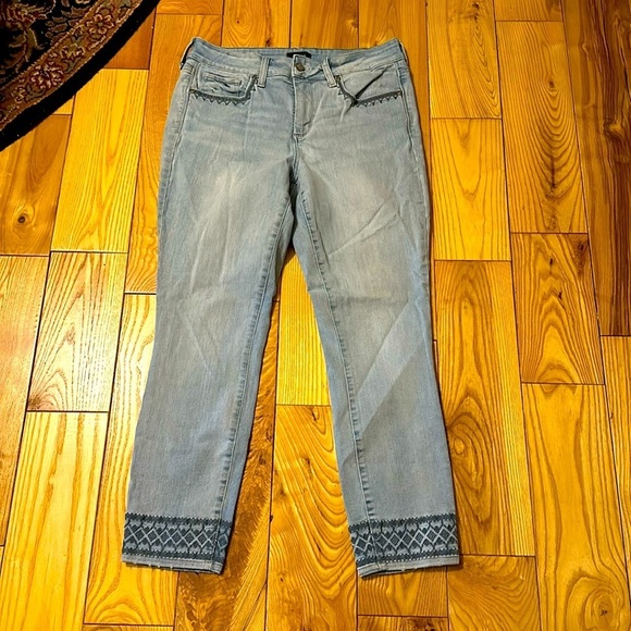 NYDJ Denim - NYDJ “Ami” Women’s Skinny Ankle Jeans, Embroidered Hems, Sz 10